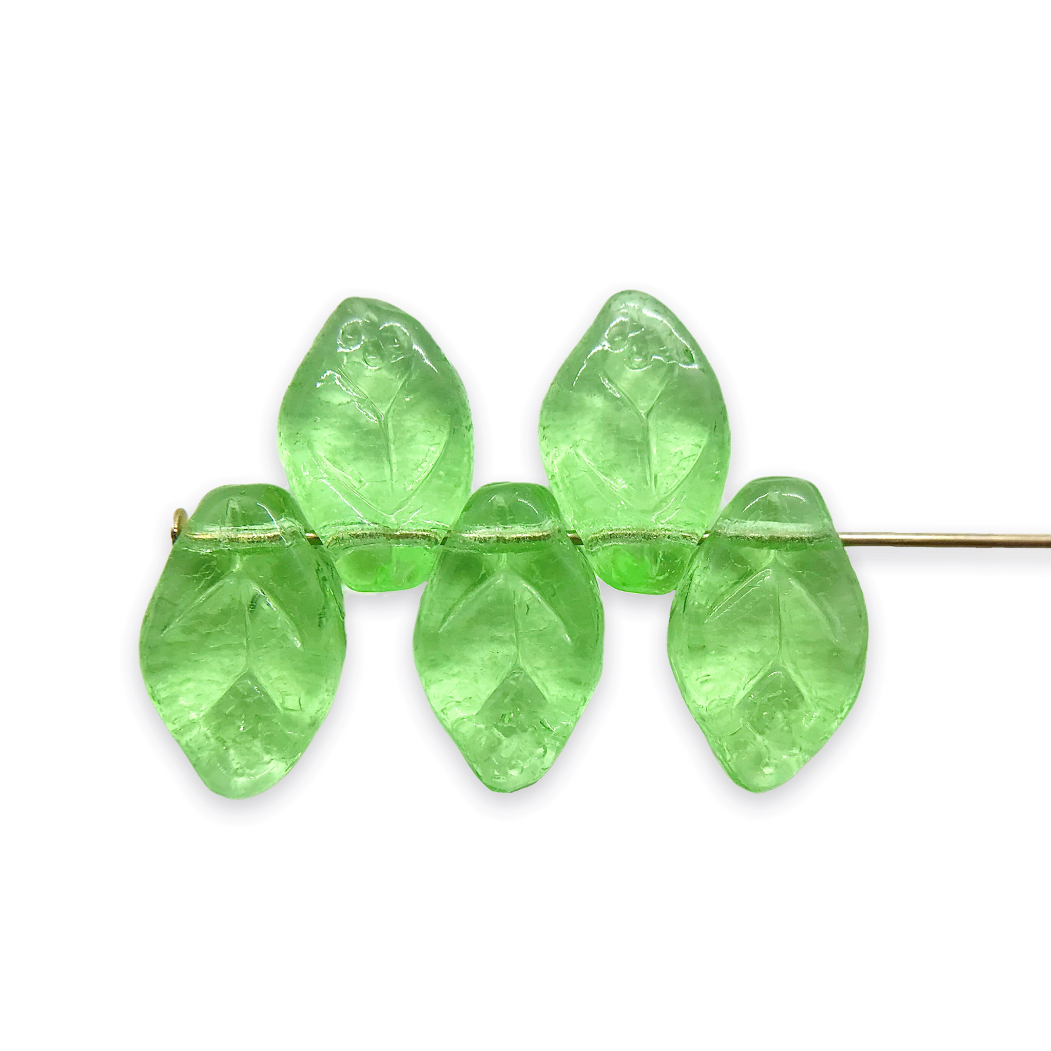 14x9.5mm Clear/Vitrial Glass Leaf Beads