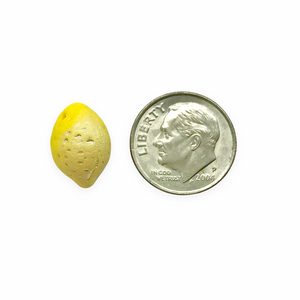 Czech glass lemon fruit beads 12pc opaque matte yellow AB