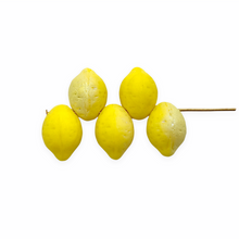 Load image into Gallery viewer, Czech glass lemon fruit beads 12pc opaque matte yellow AB
