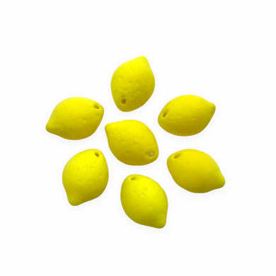Czech glass lemon fruit shaped beads charms 12pc opaque matte yellow-Orange Grove Beads
