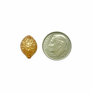 Czech glass lemon fruit drop beads 12pc matte summer blush gold 14x10mm