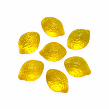 Load image into Gallery viewer, Czech glass lemon fruit shaped drop beads 12pc translucent yellow shiny-Orange Grove Beads
