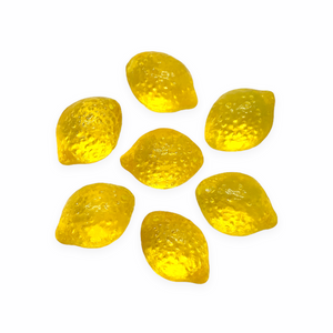 Czech glass lemon fruit shaped drop beads 12pc translucent yellow shiny-Orange Grove Beads