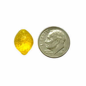 Czech glass lemon fruit shaped drop beads 12pc translucent yellow shiny