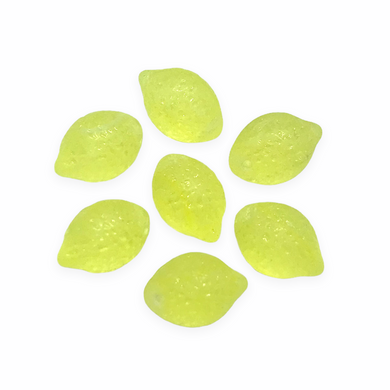 Czech glass lemon fruit drop beads 12pc translucent pale yellow UV glow-Orange Grove Beads
