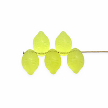 Load image into Gallery viewer, Czech glass lemon fruit beads 12pc pale yellow UV
