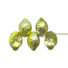 Load image into Gallery viewer, Czech glass iced lemon fruit beads 10pc yellow metallic finish
