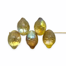 Load image into Gallery viewer, Iced sweet tea Czech lemon fruit beads 10pc yellow brown metallic gold
