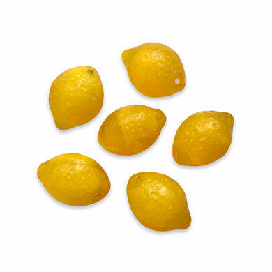 Czech glass lemon fruit shaped beads 12pc milky yellow-Orange Grove Beads