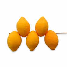 Load image into Gallery viewer, Czech glass lemon fruit beads 12pc NEON orange UV glow
