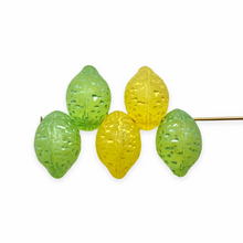Load image into Gallery viewer, Czech glass lemon lime fruit beads mix 24pc UV glow
