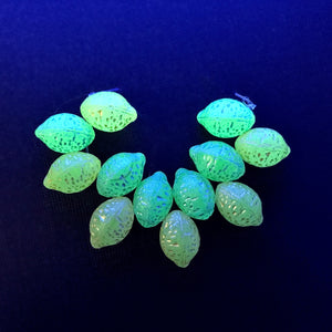 Czech glass lemon lime fruit beads mix 24pc UV glow