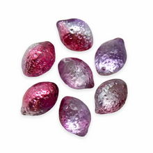Load image into Gallery viewer, Czech glass lemon fruit drop beads iced pink purple metallic 10pc-Orange Grove Beads

