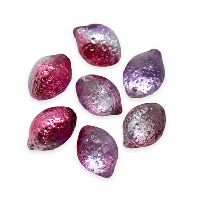 Czech glass lemon fruit drop beads iced pink purple metallic 10pc-Orange Grove Beads