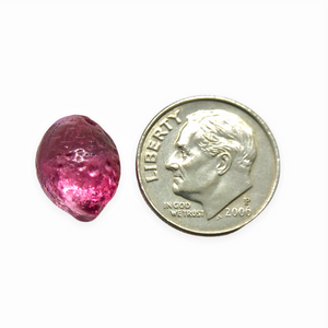 Czech glass lemon fruit beads iced pink purple metallic 10pc