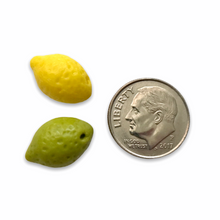Load image into Gallery viewer, Czech glass lemon lime fruit shaped beads 12pc opaque yellow green

