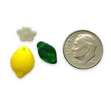 Load image into Gallery viewer, Czech glass lemon &amp; lime fruit beads with leaves flowers 36pc
