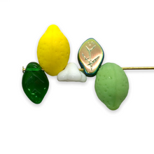Load image into Gallery viewer, Czech glass lemon &amp; lime fruit beads with leaves flowers 36pc
