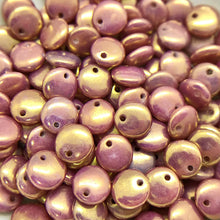 Load image into Gallery viewer, Czech glass one hole lentil beads beads 30pc mauve golden bronze luster 6mm-Orange Grove Beads
