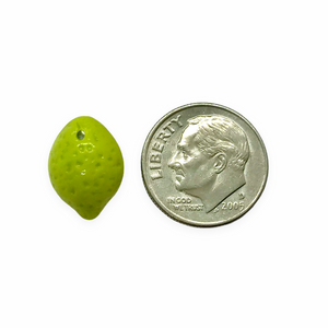 Czech glass lime fruit beads 12pc shiny avocado green 14mm