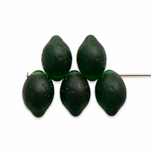 Load image into Gallery viewer, Czech glass lime fruit shaped beads charms 12pc dark green
