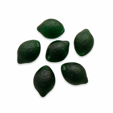 Czech glass lime fruit shaped beads charms 12pc dark green-Orange Grove Beads