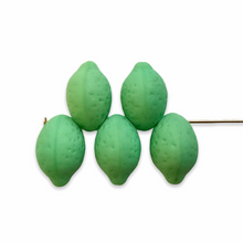 Load image into Gallery viewer, Czech glass lime fruit shaped beads 12pc matte pastel green
