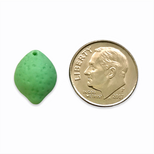 Czech glass lime fruit shaped beads 12pc matte pastel green