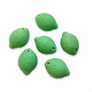 Czech glass lime fruit shaped beads 12pc matte pastel green-Orange Grove Beads