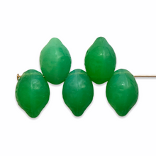 Load image into Gallery viewer, Czech glass lime fruit drop beads charms 12pc milky green top drill
