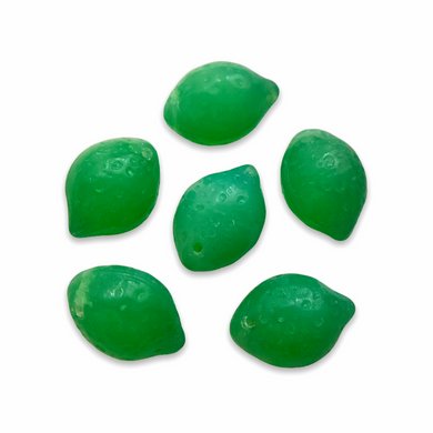 Czech glass lime fruit shaped beads 12pc milky green-Orange Grove Beads