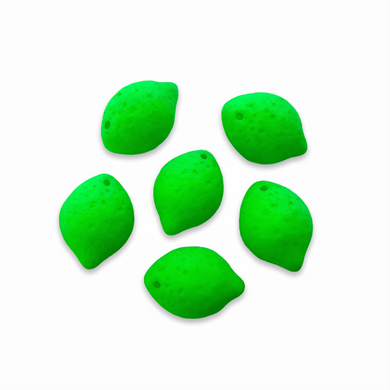 Czech glass lime fruit drop beads 12pc matte NEON green UV glow-Orange Grove Beads