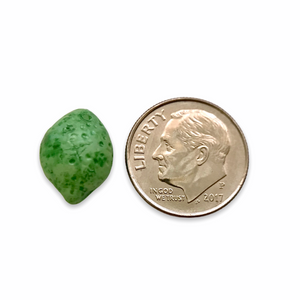 Czech glass lime fruit beads 12pc speckled mottled green