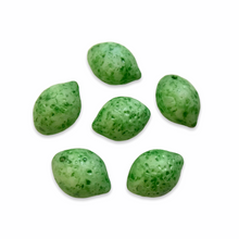 Load image into Gallery viewer, Czech glass lime fruit shaped beads 12pc speckled green-Orange grove Beads
