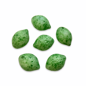 Czech glass lime fruit shaped beads 12pc speckled green-Orange grove Beads