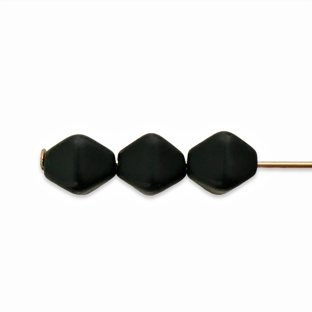Czech glass Lucerna bicone pyramid beads 30pc satin jet black 6mm-Orange Grove Beads