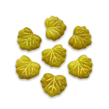 Load image into Gallery viewer, Czech glass maple leaf beads opaque yellow 12pc 13x11mm-Orange Grove Beads

