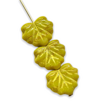 Load image into Gallery viewer, Czech glass maple leaf beads opaque yellow 12pc 13x11mm
