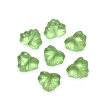 Load image into Gallery viewer, Czech glass maple leaf beads 16pc translucent light green13x11mm-Orange Grove Beads
