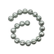 Load image into Gallery viewer, Czech glass melon fluted round beads 20pc matte silver 8mm-Orange Grove Beads
