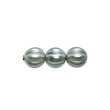 Load image into Gallery viewer, Czech glass melon fluted round beads 20pc matte silver 8mm
