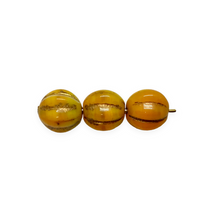 Load image into Gallery viewer, Czech glass pumpkin melon beads 20pcs orange yellow bronze decor 8mm
