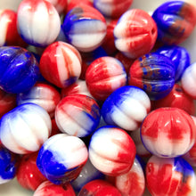 Load image into Gallery viewer, Czech glass Patriotic melon beads 15pc All American red white blue 10mm-Orange Grove Beads
