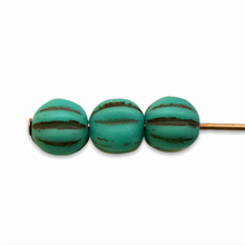 Load image into Gallery viewer, Czech glass melon beads 25pcs matte blue green brown 5mm-Orange Grove Beads
