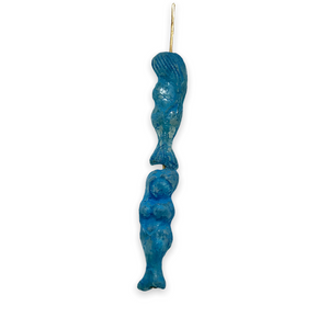 Czech glass mermaid beads 4pc etched crystal malibu blue 25mm