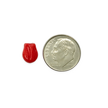 Load image into Gallery viewer, Czech glass mini tulip flower beads 20pc red 9x7mm
