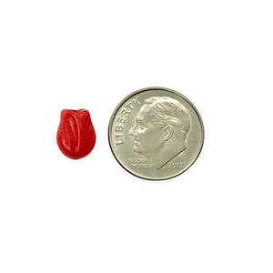 Czech glass mini tulip flower beads 20pc red 9x7mm