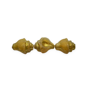 Czech glass conch seashell shell beads charms 8pc opaline beige gold 15x12mm #18