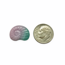 Load image into Gallery viewer, Czech glass nautilus seashell ammonite beads 10pc blue purple pink mix 17mm
