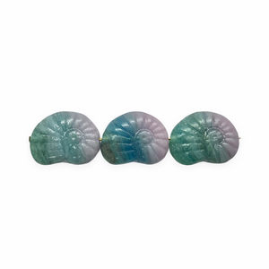 Czech glass nautilus seashell ammonite beads 10pc blue purple pink mix 17mm